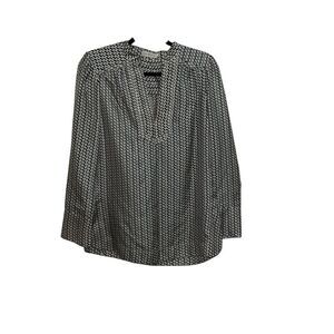 Tory Burch 100% Silk Womens Split Neck Tunic Top Blouse Long Sleeve Size 6